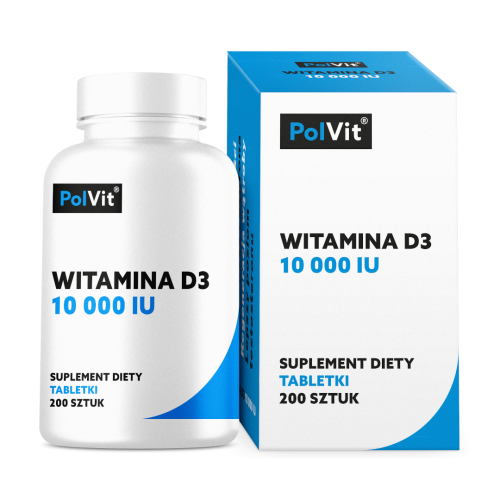 Oryginalne opakowanie PolVit Witamina D3 10000 IU, 200 tabletek